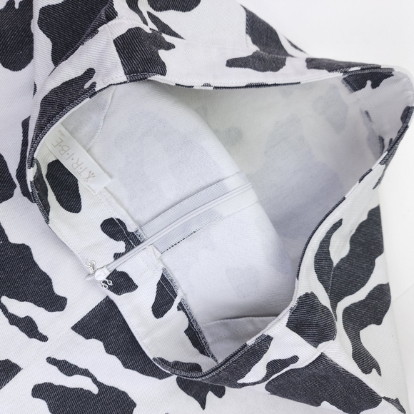 Tribe White Black Animal Print Denim Skirt Sz L - Picture 7 of 8